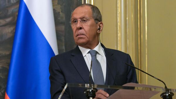 Russian Foreign Minister Sergey Lavrov during a press conference - Sputnik Afrique