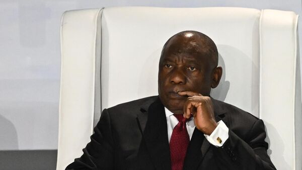 South African President Cyril Ramaphosa at the BRICS summit business forum in South Africa. - Sputnik Africa