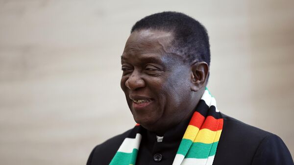 President of the Republic of Zimbabwe Emmerson Mnangagwa before the plenary session of the St. Petersburg International Economic Forum. - Sputnik Africa