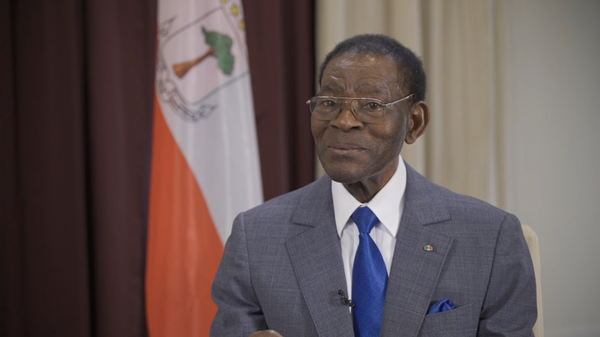 Equatorial Guinea President Teodoro Obiang Nguema Mbasogo speaks during an interview with Sputnik Africa on the sidelines of the 7th Russian Energy Week in Moscow, Russia, on September 27, 2024. - Sputnik Africa