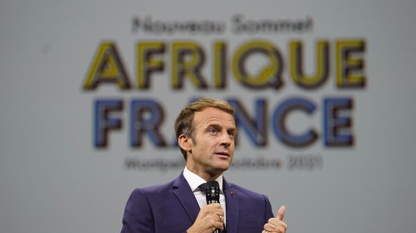 France's President Emmanuel Macron delivers a speech during the New Africa-France 2021 Summit, in Montpellier, southern France, Friday Oct. 8, 2021.  - Sputnik Africa