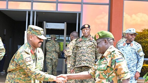 The Chief of Defense Forces and Senior Presidential Adviser for Special Operations Gen Muhoozi Kainerugaba this afternoon held talks with his South Sudan counterpart Gen Santino Deng Wol. - Sputnik Africa