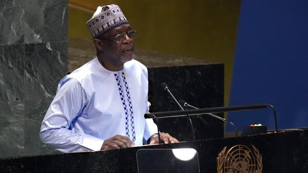 Niger Foreign Minister Bakary Yaou Sangaré addresses the 79th session of the United Nations General Assembly, Monday, Sept. 30, 2024. - Sputnik Afrique