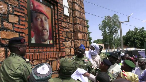 A screenshot of the ceremony to rename streets and monuments named after French figures in Niamey - Sputnik Africa