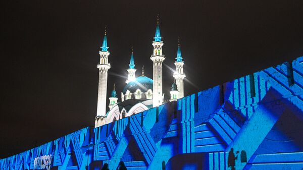 Light show before the Kazan Kremlin on October 21, a day before the formal kickoff of the 2024 BRICS Summit. - Sputnik Africa