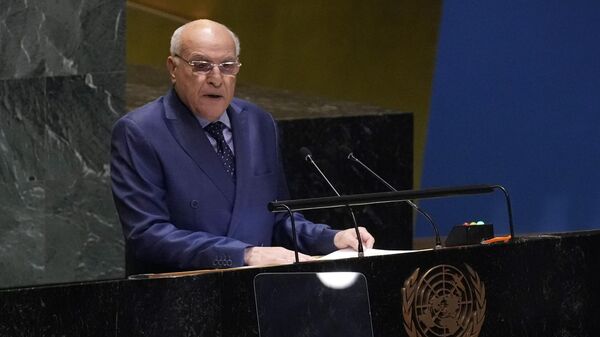 Algeria Foreign Minister Ahmed Attaf addresses the 79th session of the United Nations General Assembly, Monday, Sept. 30, 2024. - Sputnik Africa