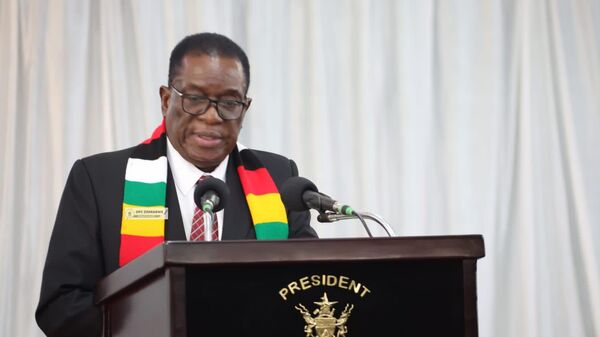 Zimbabwean President Mnangagwa is delivering a speech during the Zimbabwe National Elders Forum - Sputnik Africa