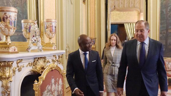 Russian Foreign Minister Sergey Lavrov, right, and Foreign Minister of the Republic of Benin Aurelien Agbenonci meet in Moscow, Russia. - Sputnik Africa