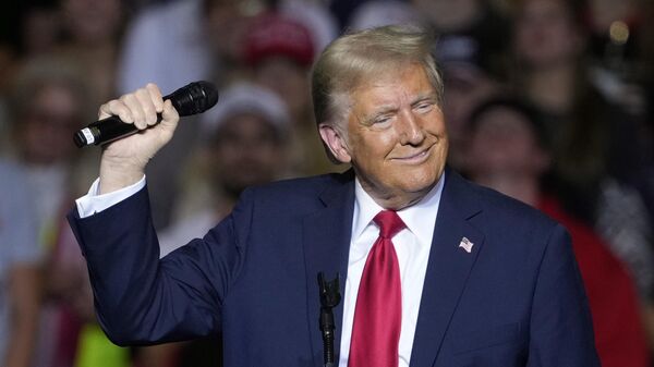 Republican presidential nominee former President Donald Trump speaks at a campaign rally Friday, Nov. 1, 2024, in Milwaukee. - Sputnik Africa