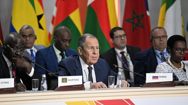 Russian Foreign Minister Sergey Lavrov at the first plenary session of the first ministerial conference of the Russia-Africa Partnership Forum. - Sputnik Africa