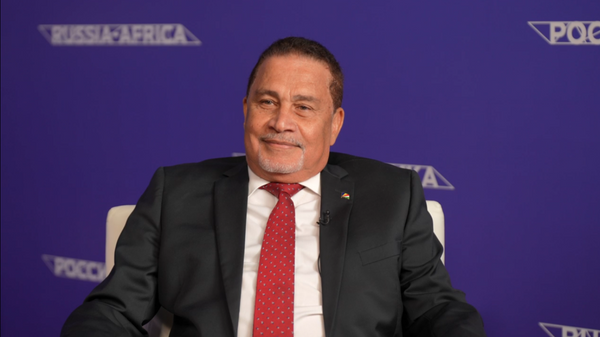 Sylvestre Radegonde, Seychelles' Minister for Foreign Affairs and Tourism, during an exclusive interview with Sputnik Africa given on the sidelines of the first Russia-Africa ministerial conference in Sochi. - Sputnik Africa