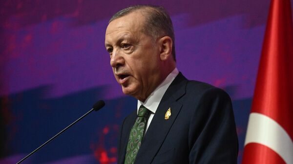 Turkish President Recep Tayyip Erdogan speaks  - Sputnik Africa