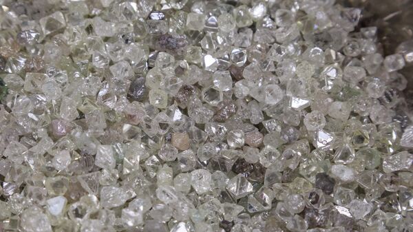 Assortment of beautiful rough diamonds. Factory production from concentrate kimberlite ore - Sputnik Africa