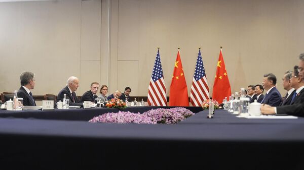 President Joe Biden meets with Chinese President Xi Jinping during a bilateral meeting, Saturday, Nov. 16, 2024, in Lima, Peru - Sputnik Africa