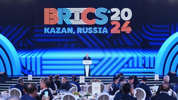  Russian President Vladimir Putin speaks at the 2024 BRICS summit in Russia's Kazan. File photo - Sputnik Africa