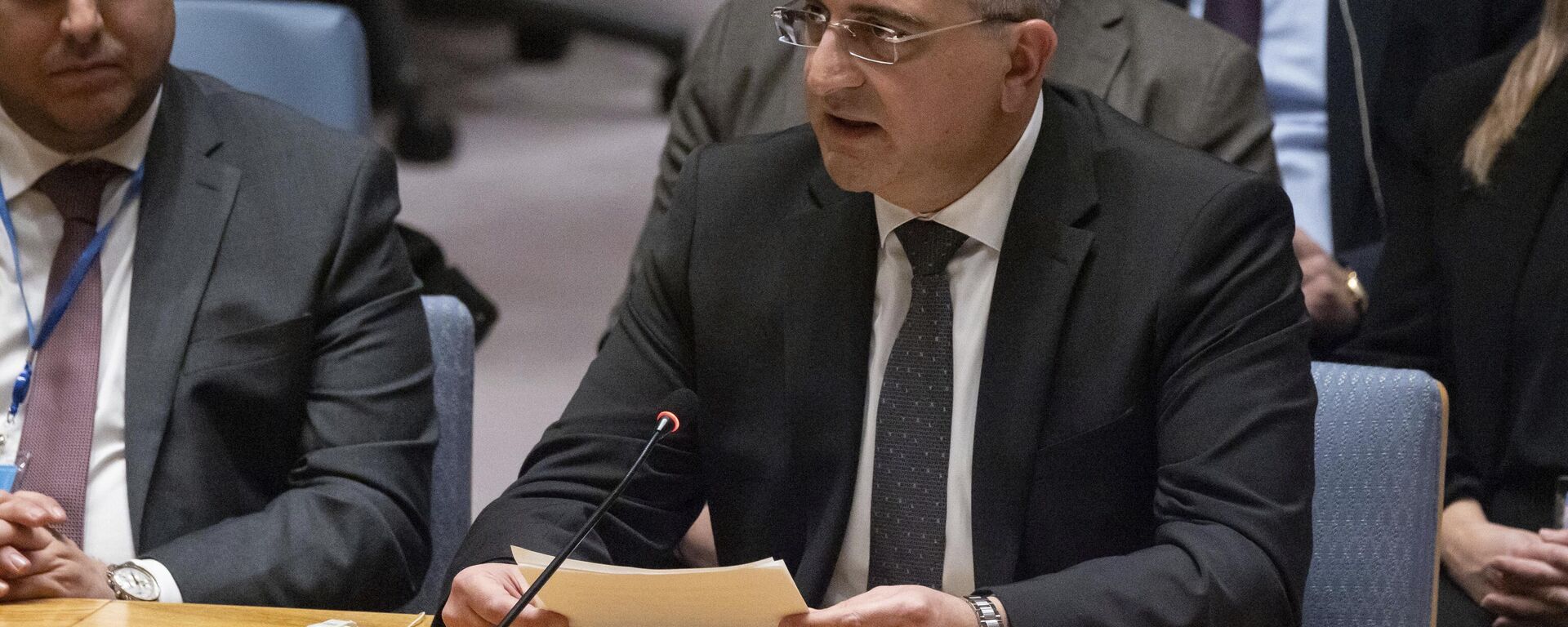 Qusay al-Dahhak, Permanent Representative of Syria to the United Nations, speaks during a Security Council meeting at United Nations headquarters, Tuesday, Nov. 19, 2024. - Sputnik Africa, 1920, 10.12.2024