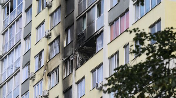 Damaged apartment block following a Ukrainian drone attack on Ramenskoye, Moscow region, Russia - Sputnik Africa