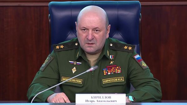 Chief of the Russian NBC Protection Troops of the Russian Armed Forces Igor Kirillov during a briefing. - Sputnik Africa