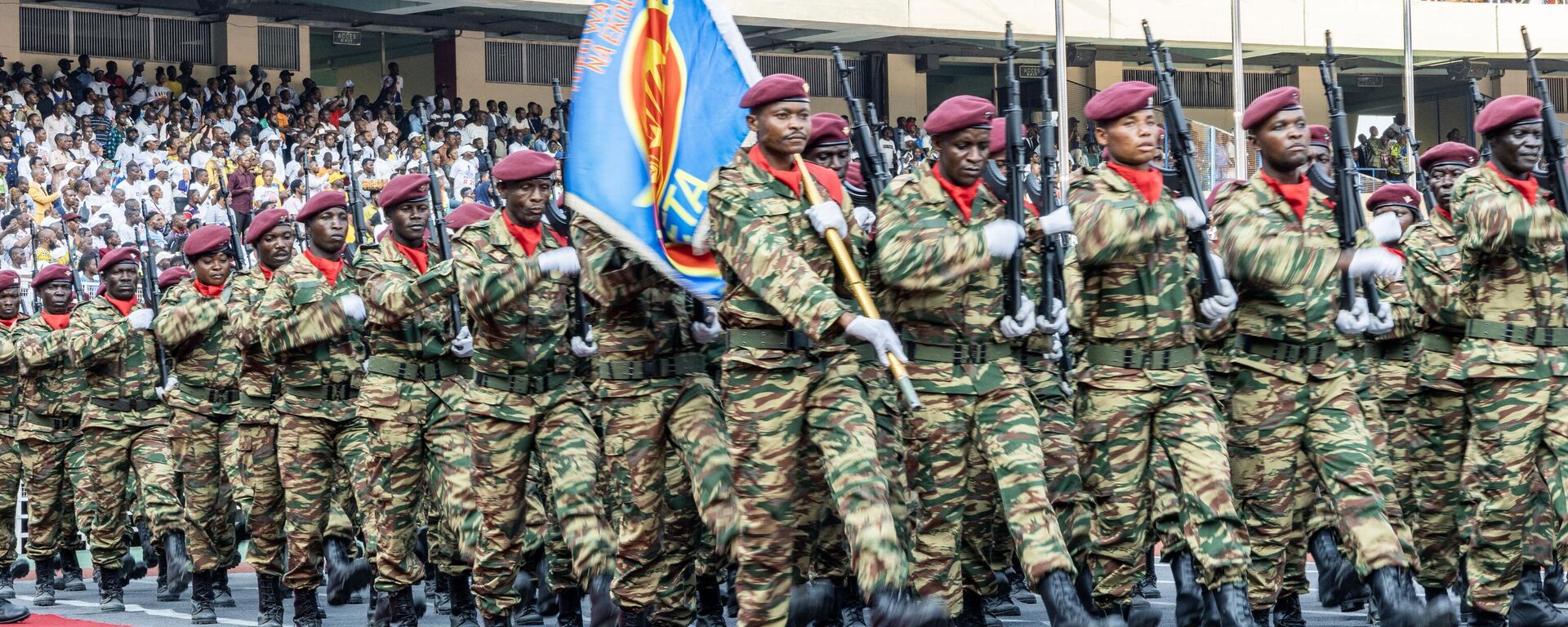 Military parade of the Armed and Security Forces of the DR Congo during the inauguration of President Felix-Antoine Tshisekedi Tshilombo, on January 20, 2024 at the Martyrs stadium in Kinshasa.  - Sputnik Africa, 1920, 20.12.2024