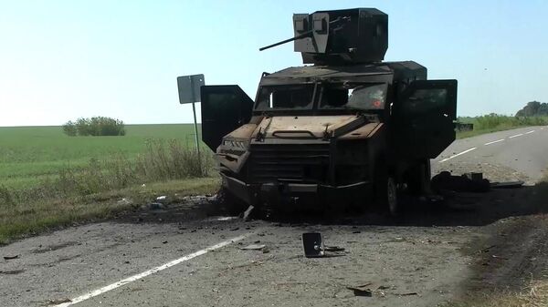 Ukrainian Armed Forces MRAP destroyed by Russian Black Sea Fleet Naval Infantry in Kursk region. - Sputnik Africa