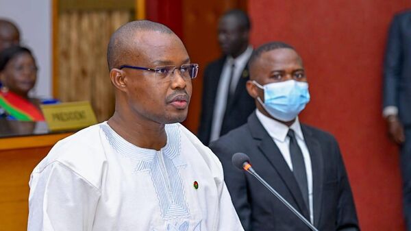 Le Premier ministre burkinabè Rimtalba Jean Emmanuel Ouedraogo prononce sa déclaration de politique générale devant l'Assemblée législative de transition - Sputnik Afrique