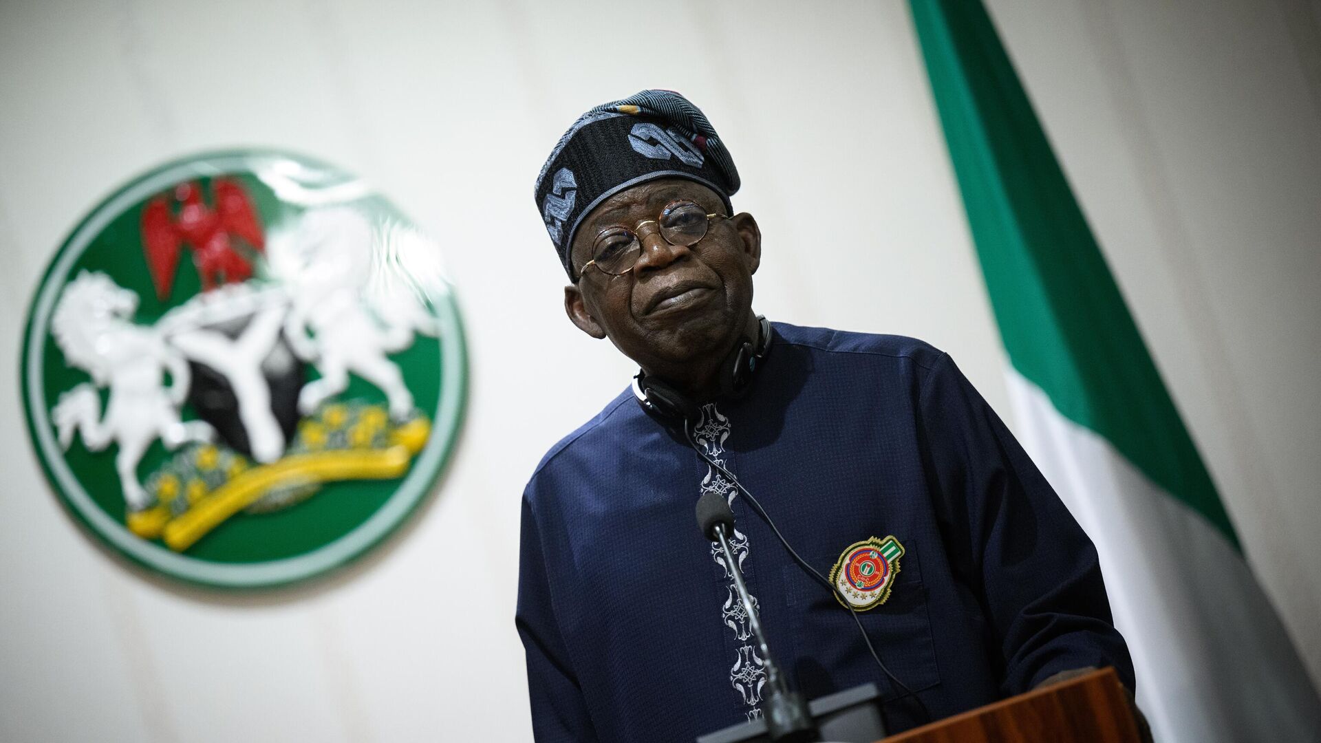 11 December 2024, Nigeria, Abuja: Bola Ahmed Tinubu, President of Nigeria, speaks at a press conference with President of Germany Frank-Walter Steinmeier after their meeting at the President's official residence. F - Sputnik Africa, 1920, 01.01.2025