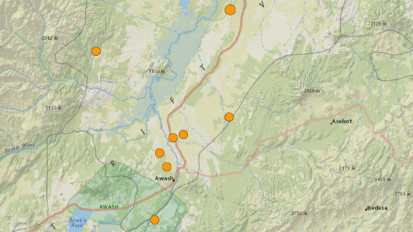 Earthquakes in the Afar region of Ethiopia on January 2-3, 2025. A map by the United States Geological Survey. - Sputnik Africa