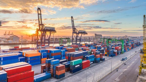 Casblanca, Morocco industrial shipping port at dawn. - Sputnik Africa