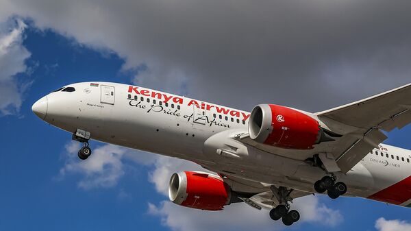 Kenya Airways Boeing 787 Dreamliner aircraft as seen flying for landing at the runway of London Heathrow Airport LHR during a blue sky summer day with some clouds. - Sputnik Africa