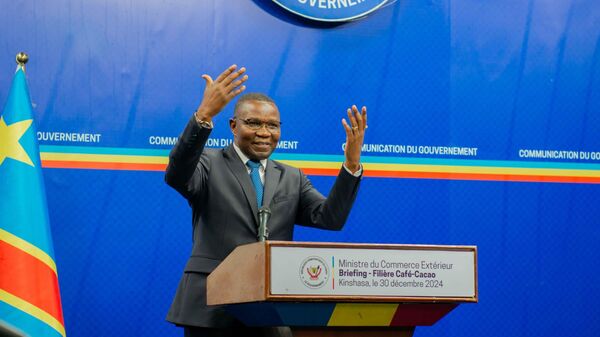 The DRC Foreign Trade Minister Julien Paluku at a press-conference in Kinshasa on December 30, 2024 - Sputnik Africa