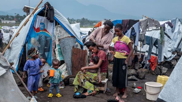 GOMA, DEMOCRATIC REPUBLIC OF CONGO (DRC) - MARCH 25, 2024: Buhimba Internally displaced people camp on the outskirts of Goma. March 25, 2024 in Goma DRC.  - Sputnik Africa