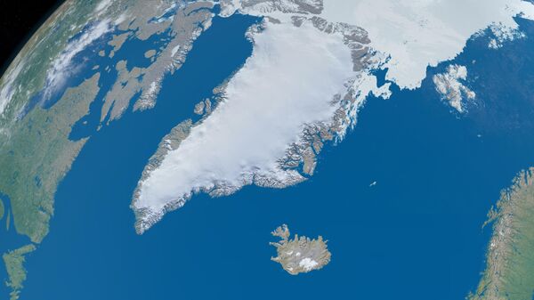 View of Greenland country, in the Artic with the Atlantic Ocean and Artic ocean, satelite image - Sputnik Africa