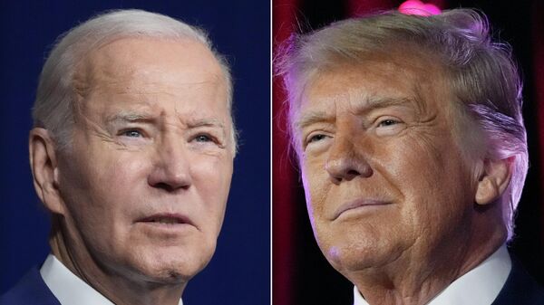 In this combination of photos, President Joe Biden speaks on Aug. 10, 2023, in Salt Lake City, left, and former President Donald Trump speaks on July 8, 2023, in Las Vegas. As the U.S. presidential campaign moves closer to a Donald Trump-Joe Biden rematch, China is watching uneasily. - Sputnik Africa