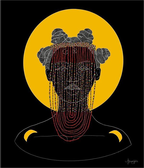 Painting “Beaded Black” by Aislinn Finnegan, a Zambian artist and winner of the 2024 African Women in Art Award. - Sputnik Africa