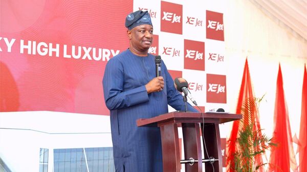 Festus Keyamo, the Minister of Aviation and Aerospace Development, during the launch of XeJet’s Maintenance, Repair, and Overhaul facility and flight support center in Abuja. - Sputnik Africa