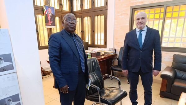 Russian Ambassador to CAR Alexander Bikantov meeting with CAR Minister of Interior Michel Nicaise Nassin. January 22, 2025 - Sputnik Africa