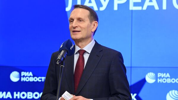 Sergey Naryshkin, director of the Russian Foreign Intelligence Service, at the ceremony of awarding winners of the Primakov Prize for the best works of literature and art about Russian foreign intelligence for 2024 at the Rossiya Segodnya media group's International Multimedia Press Center in Moscow. - Sputnik Africa