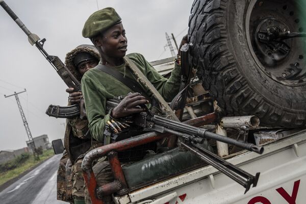 Congolese government troops deploy outside Goma, Democratic Republic of the Congo, Friday, Jan. 24, 2025, as M23 rebels are reported to close in on the town. (AP Photo/Moses Sawasawa) - Sputnik Africa