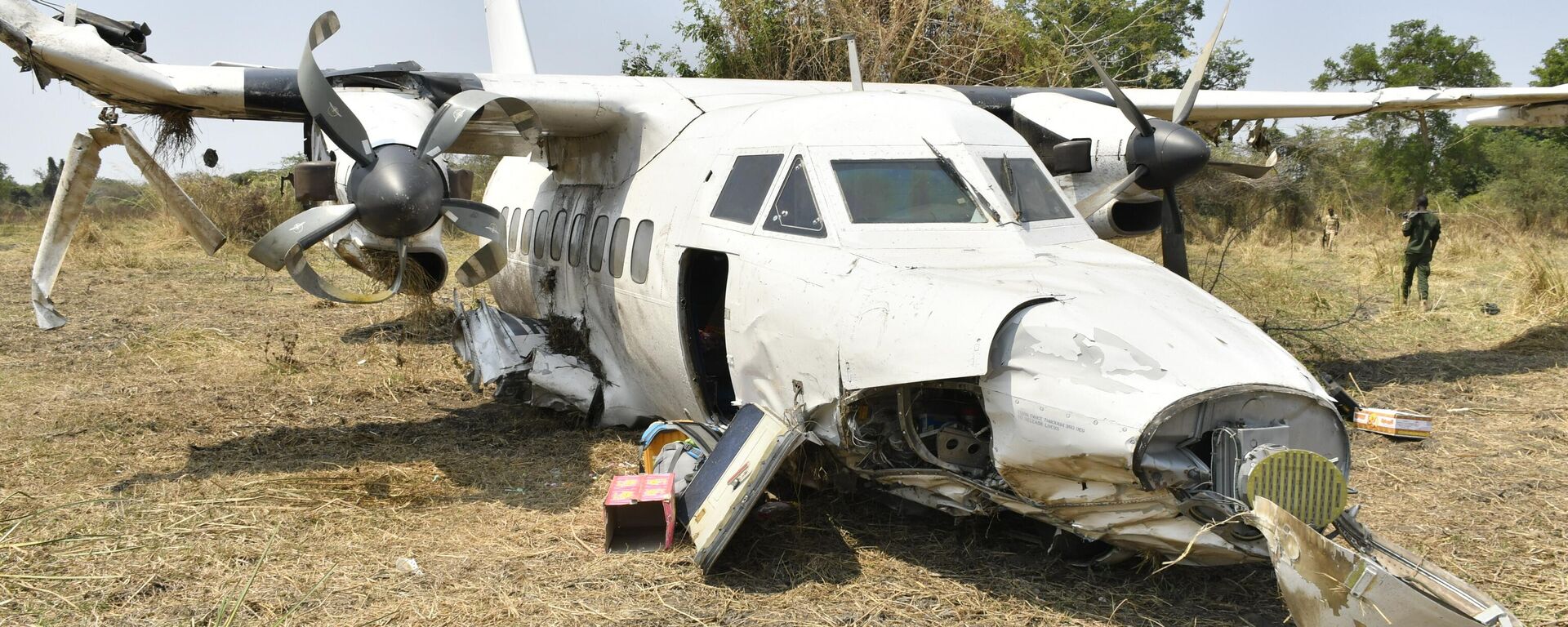 L-410 passenger plane's, operated by Air Africa Aviation, crash site is seen after departing from Juba International Airport in Juba, South Sudan on January 27, 2023. - Sputnik Africa, 1920, 29.01.2025