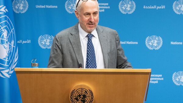 Secretary-General spokesperson Stephane Dujarric speaks to the press after Secretary-General Antonio Guterres holds a press conference - Sputnik Africa