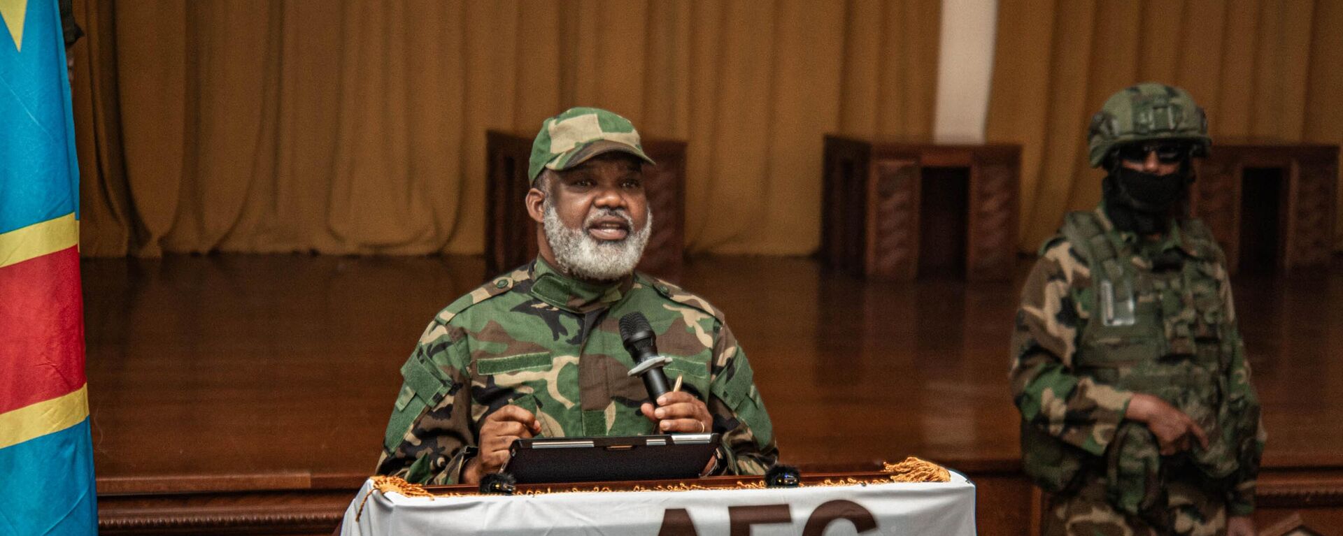 Corneille Nangaa, the head of the Congo River Alliance coalition of rebel groups, which includes M23, speaks at a press conference at the Serena Hotel on January 30, 2025 in Goma, Democratic Republic of Congo.   - Sputnik Africa, 1920, 04.02.2025