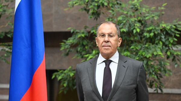 Russian Foreign Minister Sergey Lavrov at the opening of a photo exhibition dedicated to the 75th anniversary of the establishment of diplomatic relations between Russia and Indonesia, in the Russian Foreign Ministry building in Moscow. - Sputnik Africa