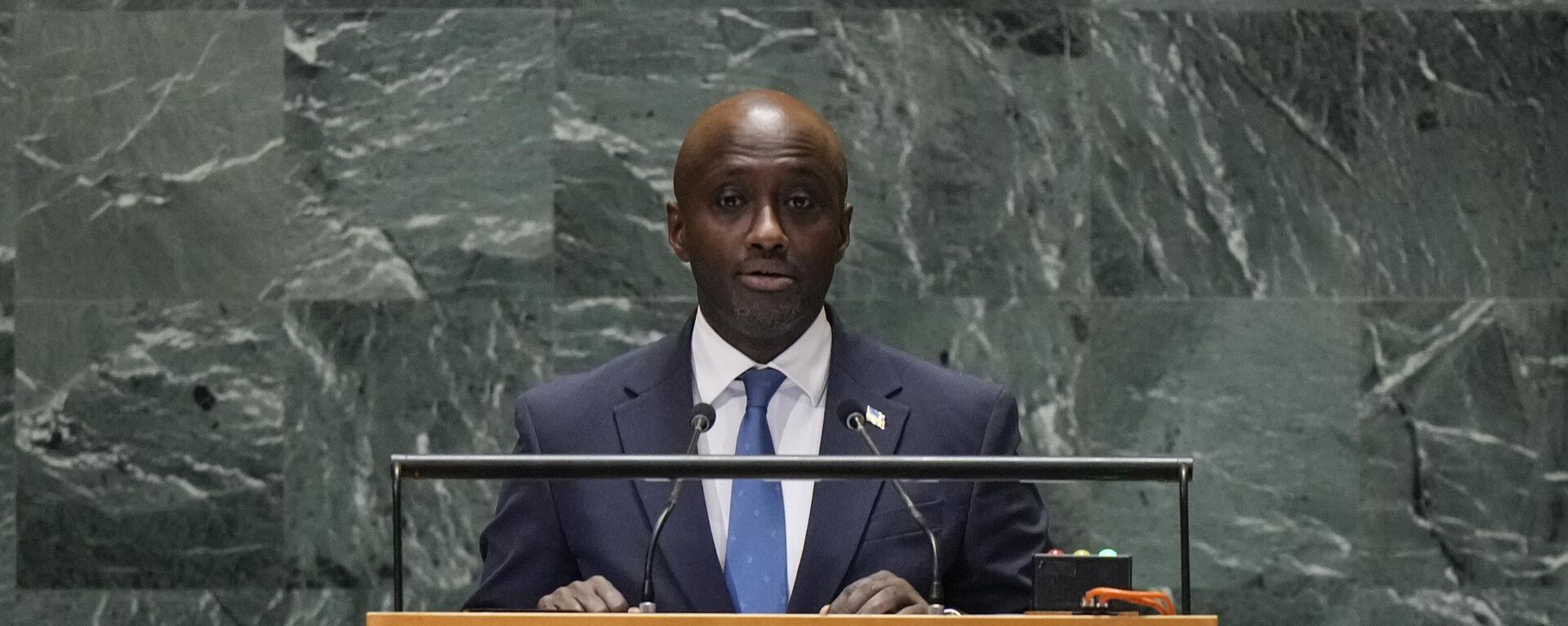 Rwanda's Foreign Minister Olivier Nduhungirehe speaks to the United Nations General Assembly during Summit of the Future, Sunday, Sept. 22, 2024 at U.N. headquarters. - Sputnik Africa, 1920, 06.02.2025