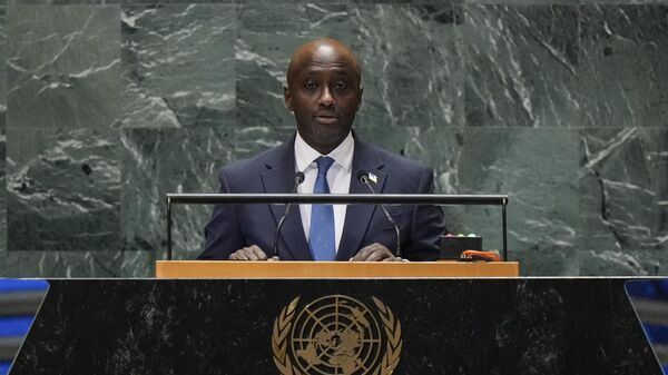 Rwanda's Foreign Minister Olivier Nduhungirehe speaks to the United Nations General Assembly during Summit of the Future, Sunday, Sept. 22, 2024 at U.N. headquarters. - Sputnik Africa