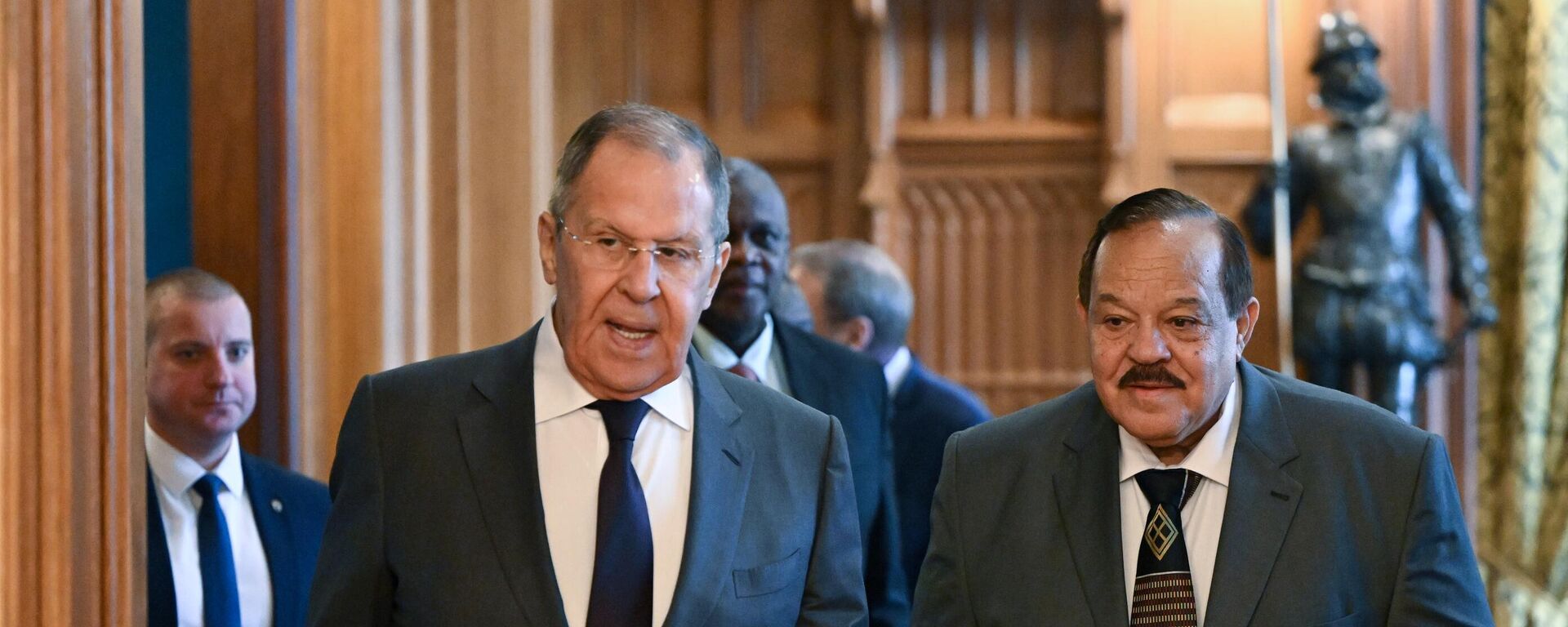 Russian Foreign Minister Sergey Lavrov and Sudanese Foreign Minister Ali Youssef Al-Sharif (right) during a meeting in Moscow. - Sputnik Africa, 1920, 12.02.2025