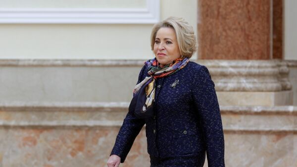 Russian Federation Council Speaker Valentina Matvienko arrives for a meeting of the Supreme State Council of the Russia-Belarus Union State marking the 25th anniversary of the Union State Treaty in Minsk, Belarus. - Sputnik Africa