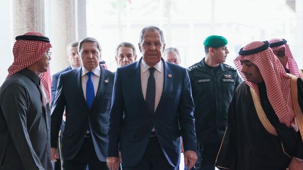 Russian Foreign Minister Sergei Lavrov and presidential aide Yuri Ushakov arrive for talks with their US counterparts in Riyadh, Saudi Arabia aimed at ending the Ukrainian crisis and restoring some semblance of normalcy in Russia-US relations. - Sputnik Africa