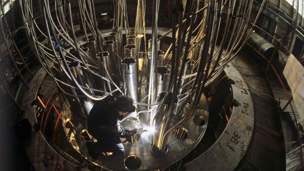 Welding of a block of protective tubes for a 440 MW water-cooled power reactor (VVER-440) at an Izhora Plants facility in St. Petersburg, Russia - Sputnik Africa