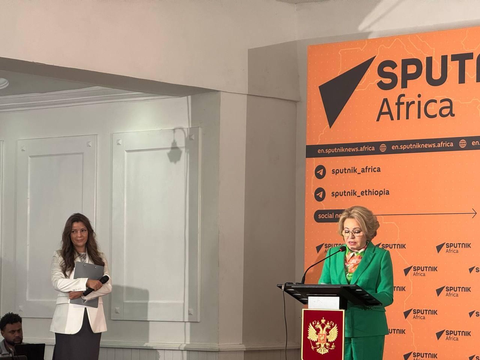 Speaker of the Russian Federation Council Valentina Matvienko speaks at the opening of the Sputnik office in Addis Ababa - Sputnik Africa, 1920, 19.02.2025