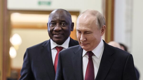 October 22, 2024. Russian President Vladimir Putin, left, and South African President Cyril Ramaphosa meeting on the sidelines of the 16th BRICS summit in Kazan. - Sputnik Africa